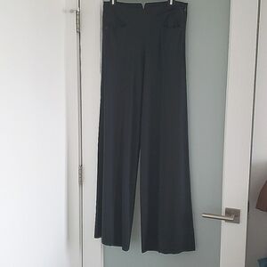 Donna Karan Collection Dark Grey Light Weight Wide Leg Wool Trousers